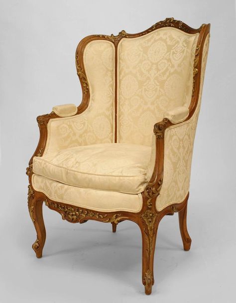 French Louis XV seating chair/wing chair walnut Ostrich Farm, Louis Xv Furniture, Unique Chairs, Louis Xvi Chair, Bergere Armchair, Boho Bungalow, French Arm Chair, Bedroom Stuff, Bergere Chair