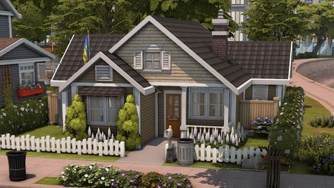 Small Sims House, Bloxburg Small House Ideas, Sims 4 20x15 House, Sims 4 Small House, Sims 4 Challenges, Sims 4 House Plans, Suburban House, Sims 4 House Building, Sims 4 House Design