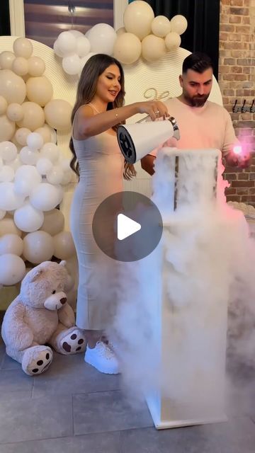 Gender Reveal & Baby Shower on Instagram: "❤️💙📷 @sxlny" King Or Queen Gender Reveal, Gender Reveal With Dry Ice, Gender Reveal Ideas Involving Siblings, Gender Reveal Venue Ideas, New Years Gender Reveal Ideas, Gender Reveal Winter Ideas, Inside Gender Reveal Ideas, Dry Ice Gender Reveal, Gender Reveal Ideas With Toddler