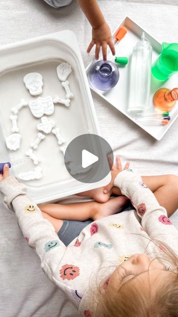 Danielle Sapienza on Instagram: "Six Spooky Sensory Bins 👻 Try to say that five times fast! It’s no secret my kiddos looove Halloween so I’m breaking out all the spooky activities! Which one is your favorite?

1. Ghost Hunt
2. Skeleton Bubble Bath
3. Bone Dig
4. Fizzing Skeleton
5. Bubbling Cauldron
6. Glowing Witch’s Brew

Head to stories for a closer look at each one!" Spooky Activities, Bubbling Cauldron, Mc Ideas, Ghost Hunting, Sensory Bins, Bubble Bath, Which One Are You, Skeleton, Ghost