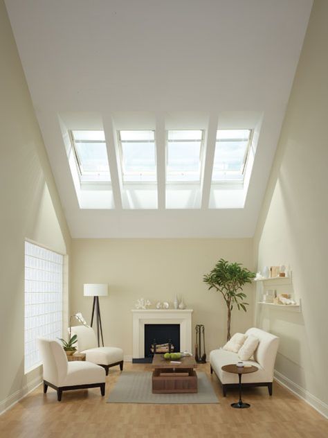 Skylight Living Room, Skylight Installation, Roof Skylight, Velux Skylights, Skylight Window, Skylight Blinds, Roof Window, Roof Repair, Fresh Air