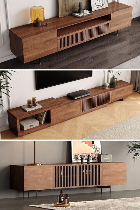 Which console table do you like? Living Room Console Table Decor Modern, Tv Console Ideas, Tv Console Design, Console Ideas, Modern Tv Console, Interior Bedroom Design, Create A Mood Board, Lcd Wall, Rustic Furniture Design