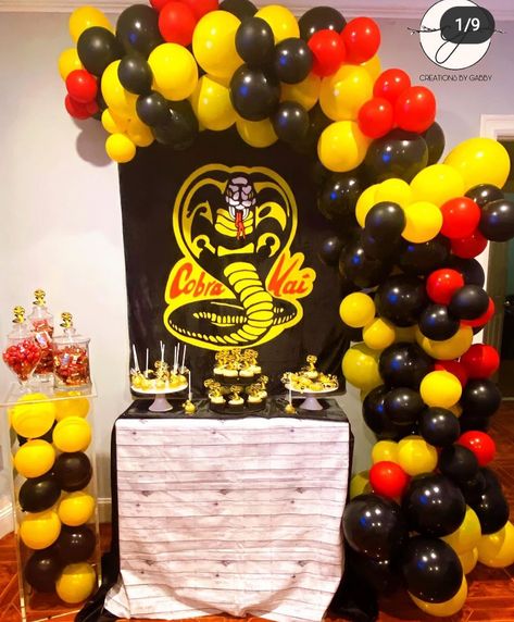 Cobra Kai Party Decoration, Kobra Kai Birthday Party, Cobra Kai Theme Party, Cobra Kai Cake Ideas, Cobra Kai Party Ideas, Cobra Kai Birthday Cake, Cobra Kai Birthday Party Ideas, Cobra Kai Birthday Party, Cobra Kai Party