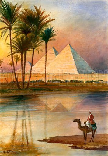 Zeus Statue, Starověký Egypt, Egyptian Painting, Pyramids Egypt, The Great Pyramid, Great Pyramid, Egypt Art, Pyramids Of Giza, Giclee Painting