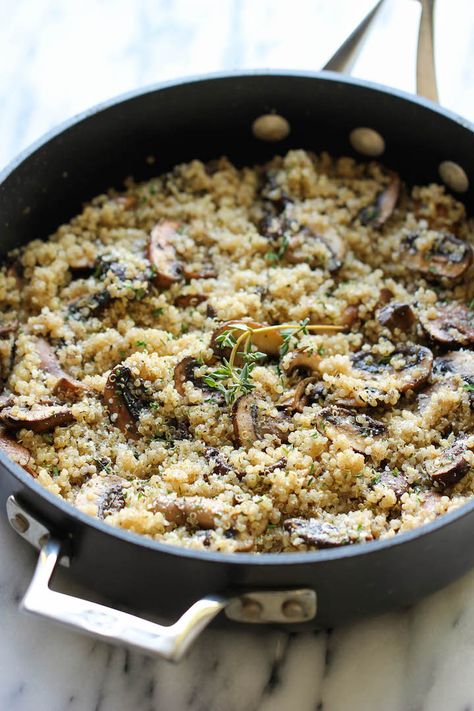 Mushroom Quinoa, Plats Healthy, Diner Recept, Quinoa Healthy, Garlic Mushrooms, Clean Eating Dinner, Quinoa Recipes, Healthy Side Dishes, How To Cook Quinoa