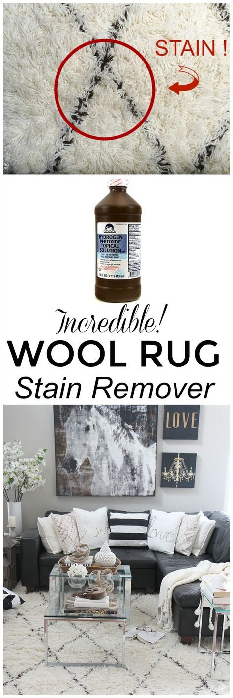 This is INCREDIBLE! See how I removed a stubborn tea stain out of our wool Moroccan shag area rug using hydrogen peroxide. This cleaning tip completely removed the stain and didn't discolor our carpet! Carpet Stain Remover, Carpet Diy, Carpet Stain, Diy Carpet Cleaner, Carpet Cleaning Solution, Carpet Cleaning Hacks, Deep Cleaning Tips, Diy Carpet, Hydrogen Peroxide