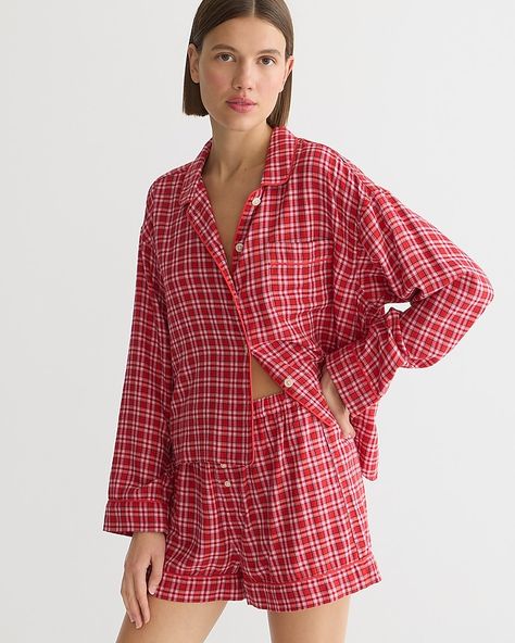 Size medium Christmas Pjs Women, J Crew Pajamas, Pajama Short Set, Pajama Short, Plaid Set, Pyjamas Womens, Best Pajamas, Cozy Flannel, Jcrew Women