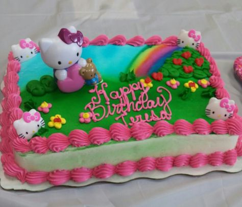 Nostalgia Birthday Cake, Hello Kitty Birthday Cake Rectangle, Hello Kitty Rectangle Cake, Hello Kitty Sheet Cake, 2000s Birthday Cake, Hello Kitty Bday Cake, Chucky Cheese Birthday Party, 2000s Cake, Sanrio Cake Birthday