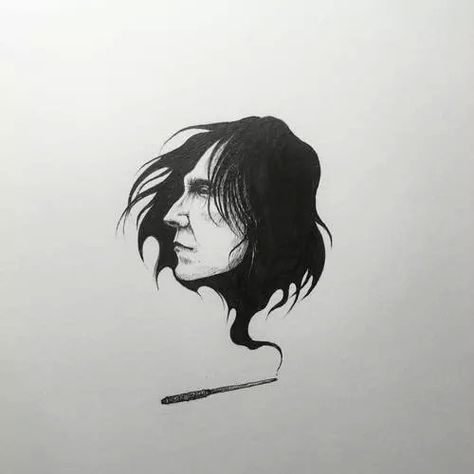 Dibujo Harry Potter, Severus Snape Tattoo, Snape Tattoo, Snape Funny, Snape Fanart, Snape And Lily, Art And Drawing, Severus Snape Fanart, Hp Tattoo