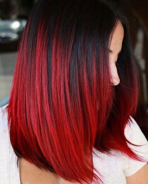 Red Balayage Hair, Red Hair Color Ideas, Black Red Hair, Red Ombre Hair, Ombré Hair, Ombre Hair Color, Red Hair Color, Hair Color Balayage, Color Rojo