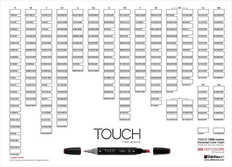 For a full size copy please contact info@shinhanart.com  www.shinhanart.com   #TOUCHmarker #ShinHanart #sketch #coloring #calligraphy #illustration #artbook #design #graffiti #interiordesign #fashionillustration Touch Markers Color Chart, Artbook Design, Touch Markers, Calligraphy Illustration, Bobbie Goods, Ni Idea, Brush Markers, Alcohol Markers, Color Swatch