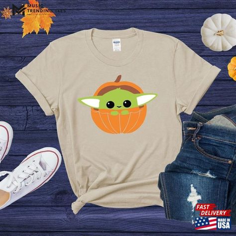 Grogu Pumpkin T-Shirt Baby Yoda Halloween Classic Unisex Check more at https://musictrendingtees.com/product/grogu-pumpkin-t-shirt-baby-yoda-halloween-classic-unisex/ Grogu Pumpkin, Yoda Halloween, Halloween, T Shirt