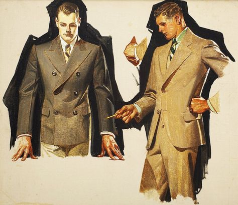 suit study 1931 - J.C. Leyendecker Men In Suits, American Illustration, Vintage Mens Fashion, Wallpaper Vintage, Norman Rockwell, Drawing Tutorials, Illustration Artwork, Painting Illustration, Vintage Illustration