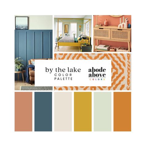 By the Lake - Interior Design Color Palette | Sherwin Williams 2024 Whole House Color Scheme | Interior Paint Design | Blue, Green, Coral Whole House Color Scheme, House Color Schemes Interior, Color Palette Sherwin Williams, Home Color Palette, Color Palette Interior Design, Sherwin Williams Color Palette, Interior Design Color, Benjamin Moore Colors, House Color Schemes