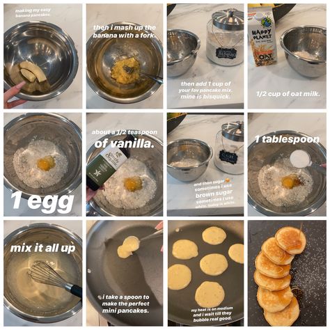 Kylie Jenner Breakfast, Mini Banana Pancakes Recipe, Kylie Jenner Food, Mini Banana Pancakes, Mini Banana Pancakes Healthy, Baby Food Pancakes Easy, Infant Banana Pancakes, Banana Oat Pancakes Baby, Easy Banana Pancakes