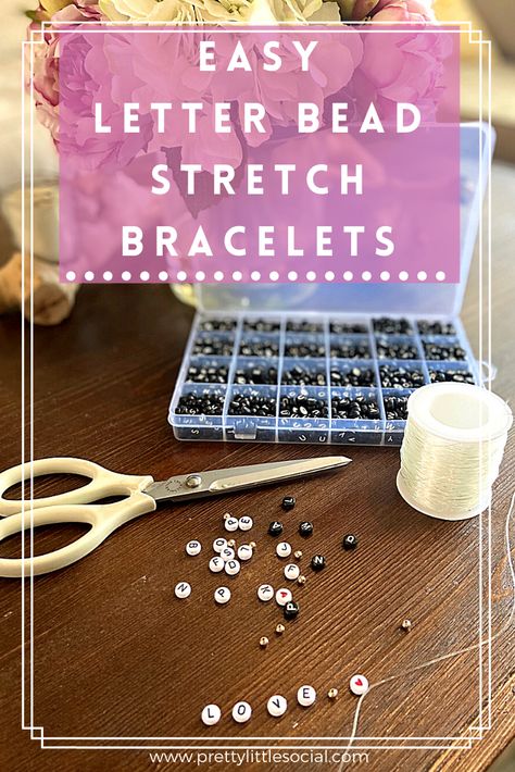 Men’s Stretch Bracelet, How To Make Beaded Name Bracelets, Diy Letter Bracelet Ideas, Words For Beaded Bracelets, Letter Bead Crafts, Diy Letter Bracelets, Letter Bracelet Ideas, Name Bracelet Ideas, Initial Bracelet Diy