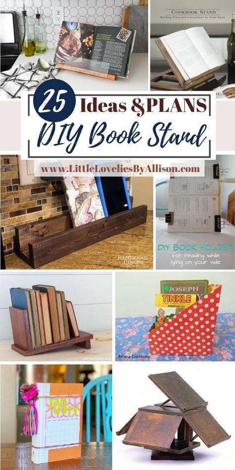 25 DIY Book Stand Hacks Using Household Materials Table Top Book Rack, Open Book Display Stand Diy, Book Rack Diy, Diy Book Stand For Reading, Book Display Stand Diy, Bookstand Holder Diy, Diy Book Holder Ideas, Book Stands Diy, Table Top Book Display