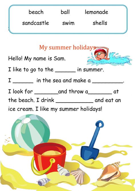 Reading comprehension online activity for Grade 2. You can do the exercises online or download the worksheet as pdf. Activities For 2nd Graders Fun, Summer Reading Worksheets, Grade 2 Activities Worksheets, Activities For Grade 2 Kids, Grade 2 Reading Activities, My Holidays Worksheet, Summer English Worksheet, English Activity For Class 2, English Worksheets For Kids Grade 2