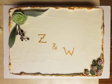 Succulent sheet cake for wedding Diy Wedding Sheet Cake, Grooms Cake Sheet Cake, Flat Sheet Wedding Cake Ideas, Wedding Sheet Cakes With Flowers, Simple Wedding Sheet Cake, Sheet Cake Wedding Cakes Ideas, Wedding Sheet Cake Designs Simple, Cake Plants Design, Engagement Sheet Cake