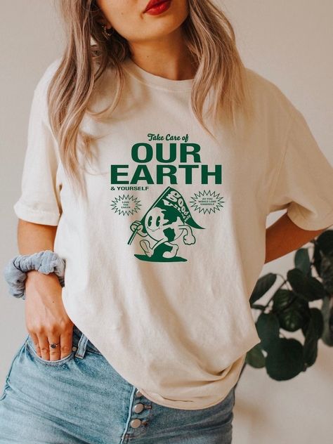 Earth Day Shirt, Save The Earth, Comfort Colors Tshirt, Our Earth, Nature Shirts, Shirt Design Inspiration, Mens Long Sleeve Tee, Quick Delivery, Shirt Mockup