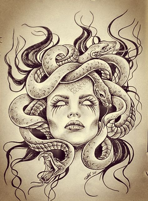 Medusa Drawing, Small Wave Tattoo, Medusa Tattoo Design, Kunst Tattoos, Greek Mythology Tattoos, Tattoo Outline Drawing, Goddess Tattoo, Mythology Tattoos, Medusa Tattoo