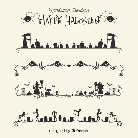 Bullet Journal Halloween, Halloween Border, Halloween Borders, Halloween Logo, Traditional Tattoo Inspiration, Doodle Borders, Halloween Craft Projects, Idee Cricut, Vector Border