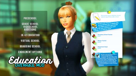 Wouldn't it be cool if the youngest Sims could go to preschool, and private and boarding schools were an option? Luckily, mod Education Overhaul can bring us Sims 4 Education Overhaul, Ts4 School Cc, Best Sims 4 Mods, Sim4 Mods, Sims 4 Free Mods, Sims Download, Ts4 Mods, Sims 4 Cheats, Cc Mods