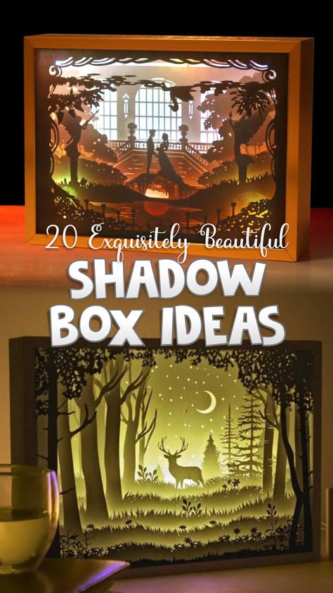 Shadow Box Pictures Cricut, Light Boxes Ideas, 3d Light Box Diy, Easy Shadow Box Diy, Shadow Box With Lights Diy, Light Shadow Box Ideas, Shadow Frames Ideas, Shadow Box Background Ideas, Light Up Shadow Box Ideas