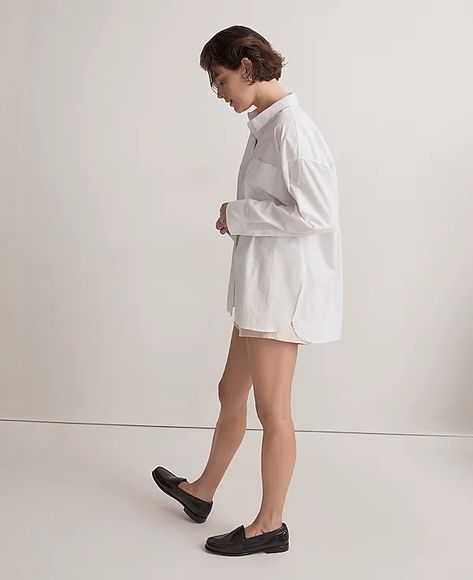 The Signature Poplin Oversized Shirt | Madewell Shirt Editorial, Oversized Poplin Shirt, Madewell Shirts, Popover Shirt, Active Life, Boyfriend Shirt, Madewell Denim, Poplin Shirt, High Point