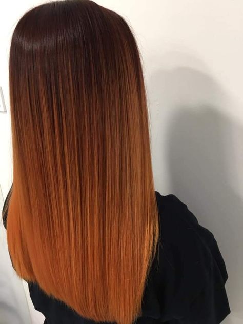 Balayage Hair Ginger Brown, Ginger Balayage Straight Hair, Brown Copper Balayage Straight Hair, Ginger Balayage Brown Roots, Black And Ginger Hair Ombre, Red Copper Ombre Hair, Dark Roots Ginger Hair Balayage, Dark Root Ginger Hair, Black To Ginger Hair Ombre