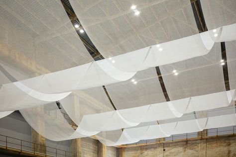 The Canopy Spatial Installation / ETH Zurich | ArchDaily Spatial Installation, Ceiling Fabric, Yoga Room Design, Eth Zurich, Architecture Ceiling, Fabric Ceiling, Roof Ceiling, Ceiling Curtains, Faux Plafond