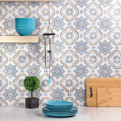 Mediterranean Artwork, Spanish Style Kitchen, Tiles For Wall, Ivy Hill Tile, Merola Tile, Spanish Tile, Accent Tile, Bathroom Floor Tiles, Porcelain Flooring