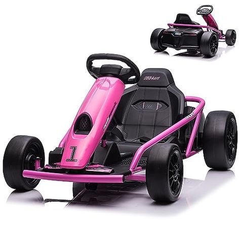 24V Go Kart for Kids 8-12 Years, 300W*2 Extra Powerful Motors, 9Ah Large Battery 8MPH High Speed Drifting with Music, Horn,Max Load 175lbs Outdoor Ride On Toy for Teens (Rose) Go Kart Party, Go Kart Designs, Mom Goals, Kids Safety, Moms Goals, Kids Gift Guide, Ride On Toys, Car Gadgets, Ride On