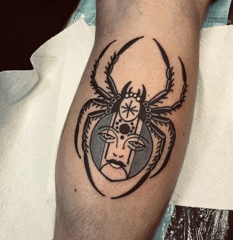 Peacock Spider Tattoo, Spider Head Tattoo, Trad Spider Tattoo, Old School Spider Tattoo, Spider Traditional Tattoo, Spider Tattoo Traditional, Traditional Spider Tattoo, Traditional Black Tattoo, Flash Ideas