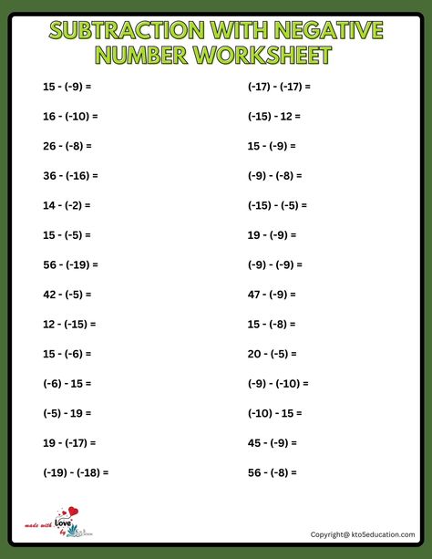 Inquiry Based Learning Kindergarten, Subtracting Negative Numbers, Negative Numbers Worksheet, Kids R Us, Learning Kindergarten, Number Worksheet, Numbers Worksheet, Negative Numbers, Inquiry Based Learning