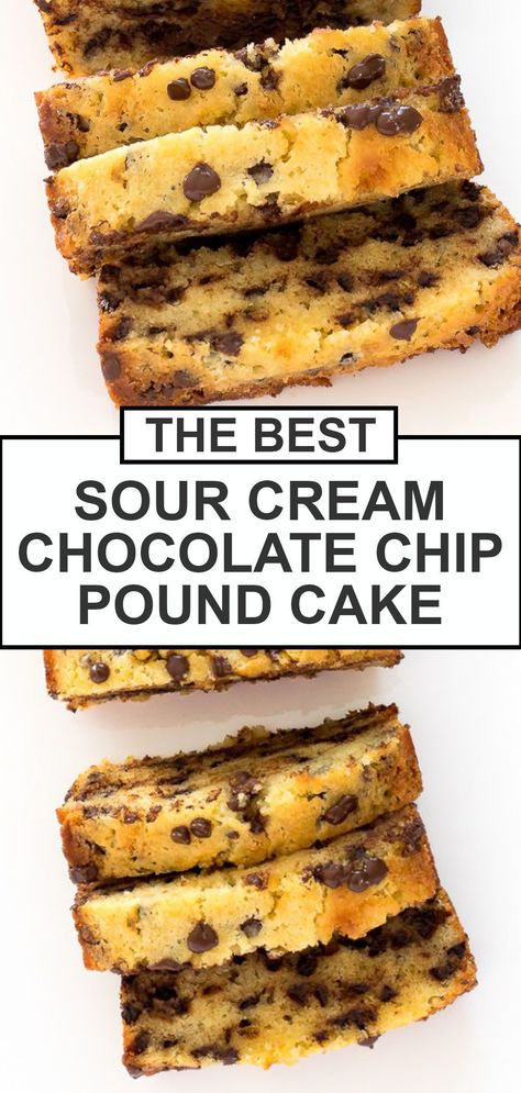 Pound Cake With Sour Cream, Recipes Using Sour Cream, Cream Desserts Recipes, Sour Cream Desserts, Easy Quick Bread, Chocolate Chip Pound Cake, Chef Savvy, Quick Bread Recipe, Loaf Cake Recipes