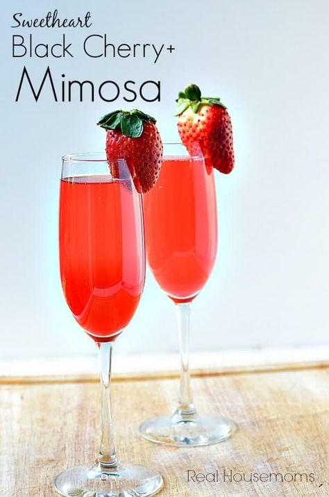 Sweetheart Black Cherry Mimosa Cherry Mimosa, Mom Brunch, Mimosa Drink, Black Cherry Juice, Vodka Mixed Drinks, Cherry Drink, Mimosa Recipe, Summertime Drinks, Cocktail Drinks Recipes