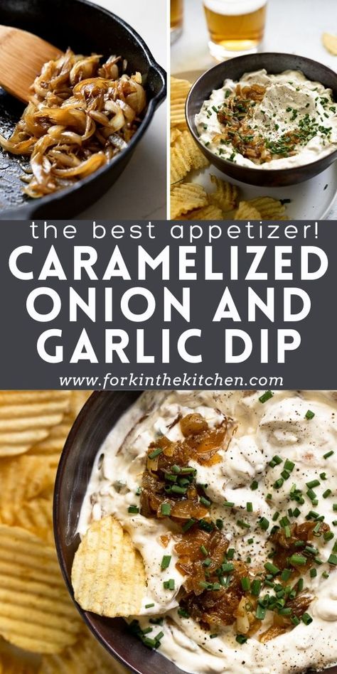 Accordion Potatoes, Dip For Potato Chips, Chip Dip Recipes, Onion Dip Recipe, Caramelized Onion Dip, Crunchy Potatoes, Garlic Dip, French Onion Dip, Roasted Onions