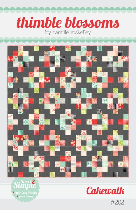 cakewalk_cover_web 1 Layer Cake, Easy Layer Cake, Thimble Blossoms, Layer Cake Quilt Patterns, Cake Quilt, Layer Cake Quilts, Paper Quilt, Quilt Pattern Download, Quilt Squares