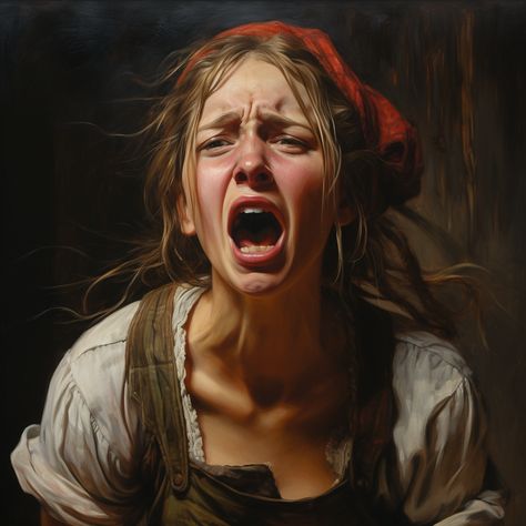 Screaming Woman Reference, Woman Screaming Art, Female Rage Art Reference, Scared Woman Reference, Fear Expression Reference, Girl Screaming Reference, Woman Screaming Reference, Anguish Expression, Female Rage Painting