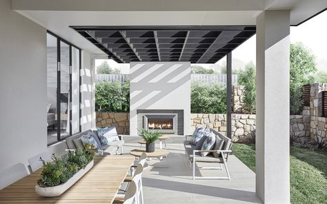 9 Innovative Garden Designs for 2018 | Rawson Homes Blog Modern 4 Bedroom House, Pergola Extension, Rawson Homes, Contemporary Outdoor Living, Home Design Modern, Bedroom Floor Plan, Single Storey House Plans, Alfresco Area, Bedroom Floor Plans