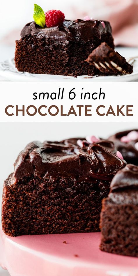 Chocolate Cake 6 Inch, 6 Inch Chocolate Cake, Mini Cake Recipes, Cake For Two Recipe, Small Chocolate Cake, The Best Chocolate Cake Recipe, Chocolate Cake With Chocolate Ganache, Best Chocolate Cake Recipe, Mini Chocolate Cake