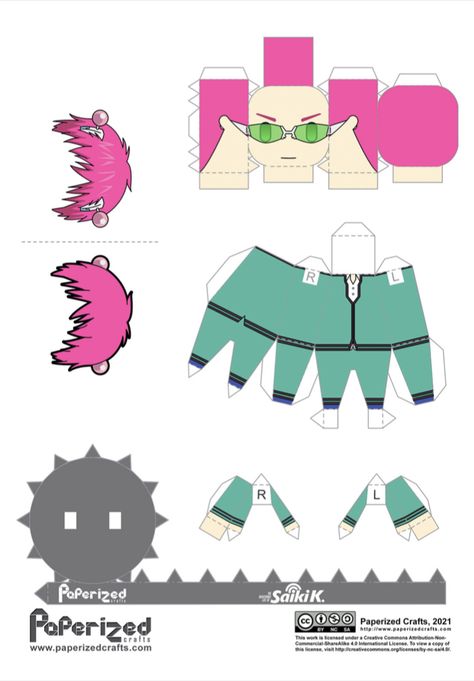 Papercraft Templates Printables, Paperized Crafts, Disastrous Life Of Saiki K, Paper Doll Printable Templates, Anime Paper, Saiki K, Paper Toys Template, Saiki Kusuo, Anime Printables