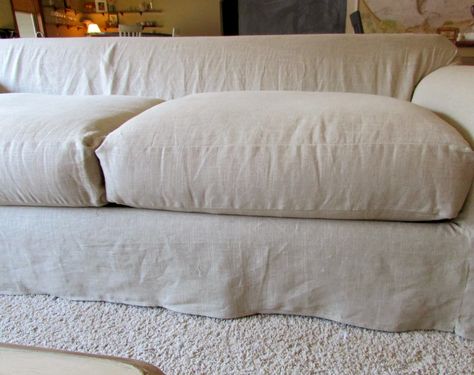 SimplyLinen: Linen Slipcovered Couch-Tutorial Diy Couch Cover, Diy Sofa Cover, Bed Linen Ideas, Cloth Projects, Linen Slipcover, Linen Board, Farm Diy, Tennessee House, Diy Upholstery