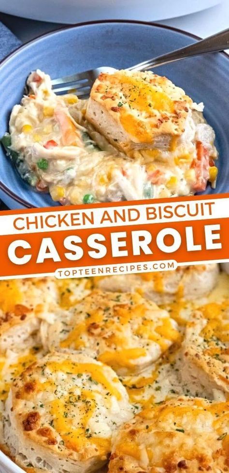 Chicken and Biscuit Casserole - Top Recipes Fast Easy Chicken Recipes, Meals For Elderly People, Chicken Alfrado, Chicken And Biscuit Casserole, Chicken Biscuit Casserole, Biscuit Casserole, Dinner Suggestions, Biscuits Casserole, Rolls Easy