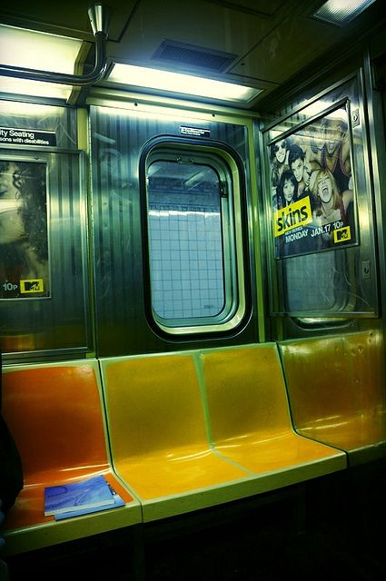 Inside a NYC subway train. #city Abandoned Subway Train, Subway Train Aesthetic Dark, Train Nyc Aesthetic, City Drawing Reference Photo, Subway Train Graffiti, Inside A Subway Train, Inside Train Reference, Inside Of Train Drawing, Subway Drawing Reference