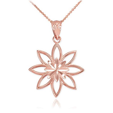 Flower Collection High Polish 10k Rose Gold 8-Petal Flower Pendant Necklace Platinum Bracelet, Daisy Pendant, Daisy Necklace, Gold Sign, Daisy Earrings, Aquarius Zodiac, Flower Pendant Necklace, Necklace Online, Gold Polish