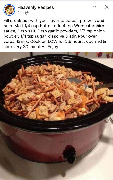 Crockpot Chex Mix Recipes, Chex Mix Recipes Crock Pot, Chex Mix Recipes, Snack Mix Recipes, Recipes Appetizers And Snacks, Chex Mix, Crockpot Recipes Slow Cooker, Crock Pot Cooking, Crockpot Recipes Easy