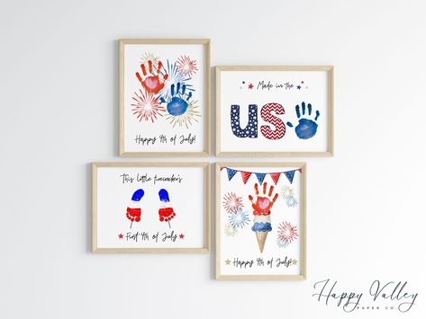 4th of July Handprint Art Craft BUNDLE, 4th of July Activity for Kids, 4th of July Keepsake for Newborns, Happy 4th of July | USA-HANDBUN by HappyValleyPaperCo on Etsy Forth Of July Toddler Art, 4th Of July Baby Painting, Forth Of July Handprint Art, Baby’s First Fourth Of July Crafts, 4th Of July Toddler Crafts Hand Prints, Happy Valley, Handprint Craft, Activity Kits, Handprint Crafts