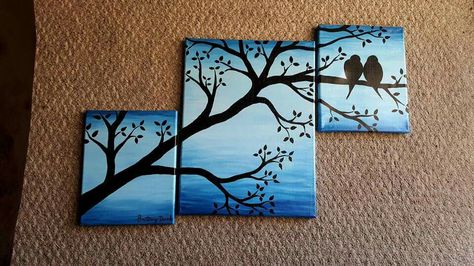 Triple Canvas Painting Ideas, Multi Canvas Painting, Multiple Canvas Paintings, Oil Pastel Colours, Diy Wall Painting, Acrylic Painting Flowers, Canvas Painting Tutorials, Painting Canvases, Easy Canvas Art